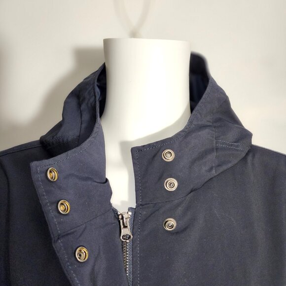 Banana Republic Women's Navy Long Hooded Drawcord Spring/Rain Coat - XL - Picture 9 of 12